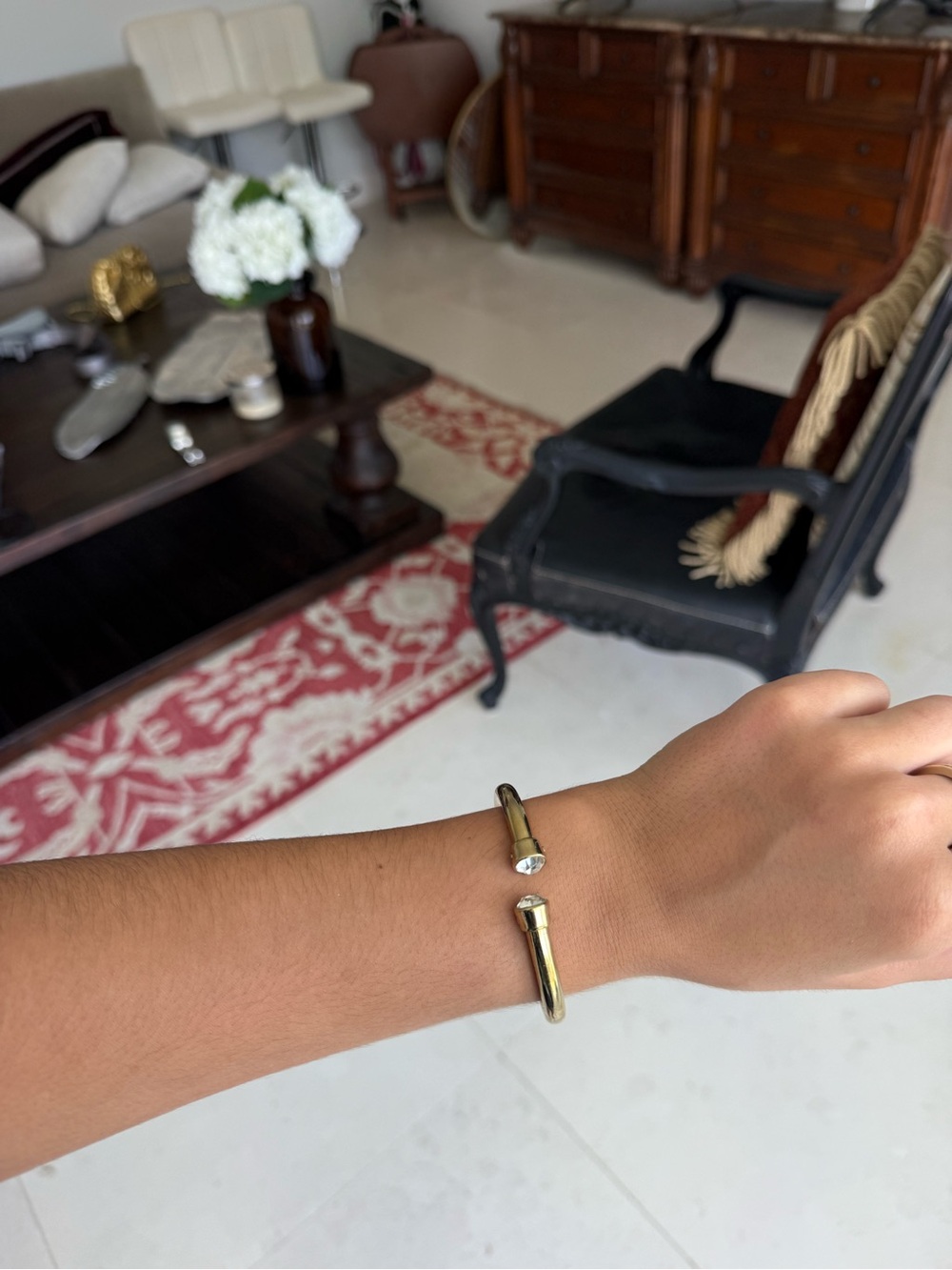 Michael Kors Gold-Tone Open Cuff Bracelet with Crystal Tips